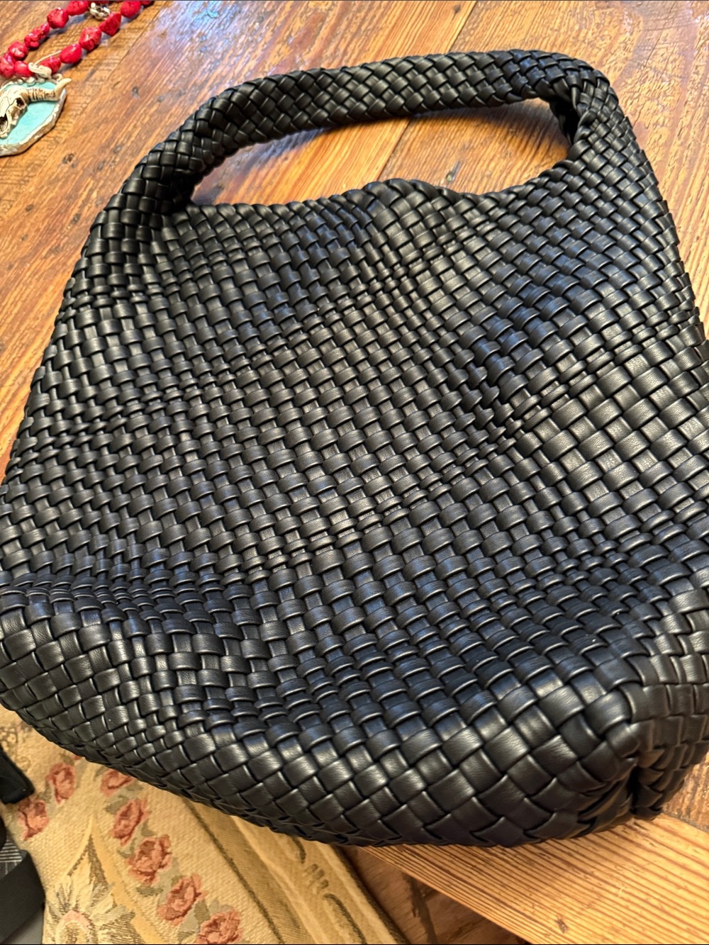 Black Woven Shoulder Bag